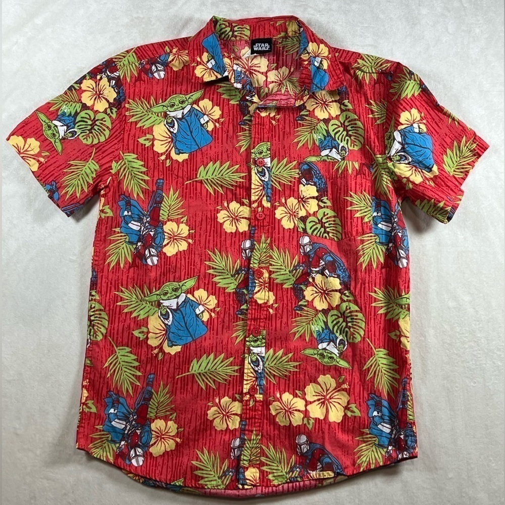 Official Star Wars Size Small Hawaii Tiki Shirt Grogu Baby Yoda All Over Print